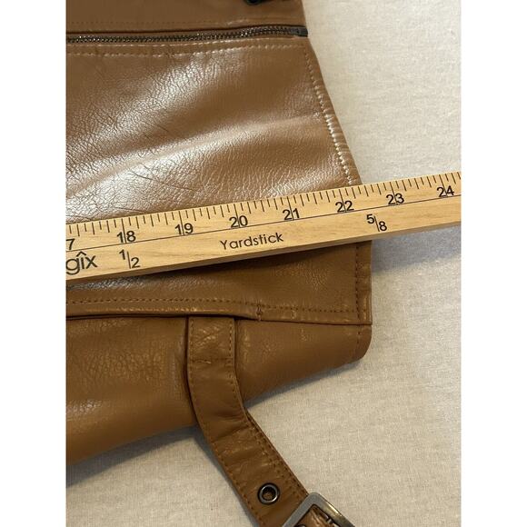 S P Y M Women's Jacket Faux Motorcycle Biker Coat Brown Large - Picture 14 of 14